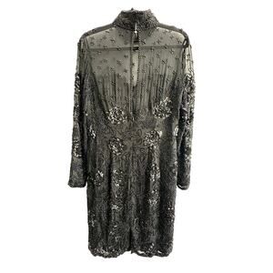 Vintage Black Tie Oleg Cassini black beaded classic timeless cocktail dress sz 8
